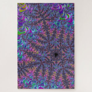 Groovy Boho Colourful Jewel Tone Fractal Art Jigsaw Puzzle