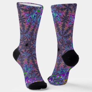 Groovy Boho Colourful Jewel Tone Fractal Art Socks
