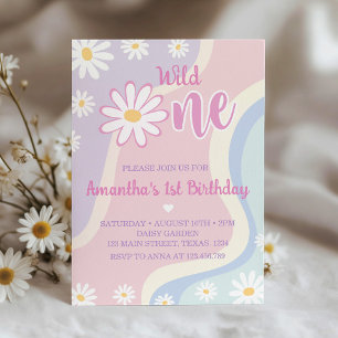 Groovy Boho Daisy 1st Birthday Invitation