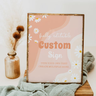 Groovy Boho Daisy Birthday Party Table Sign