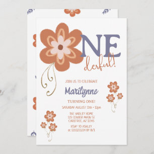 Groovy Boho Daisy Onederful First Birthday Invitation
