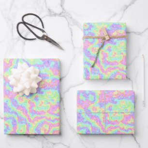 Groovy Boho Hippie Bright Pastel Rainbow Marble Wrapping Paper Sheet