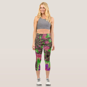Groovy Boho Hippie Funky Spiral Fractal Art Capri Leggings