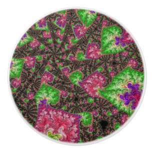 Groovy Boho Hippie Funky Spiral Fractal Art Ceramic Knob