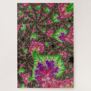 Groovy Boho Hippie Funky Spiral Fractal Art Jigsaw Puzzle