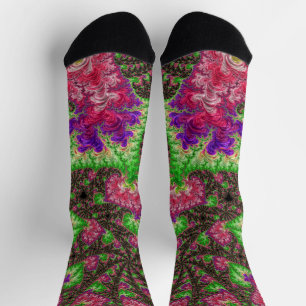 Groovy Boho Hippie Funky Spiral Fractal Art Socks