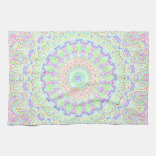 Groovy Boho Hippie Rainbow Mandala Tea Towel