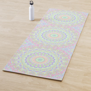 Groovy Boho Hippie Rainbow Mandala Yoga Mat