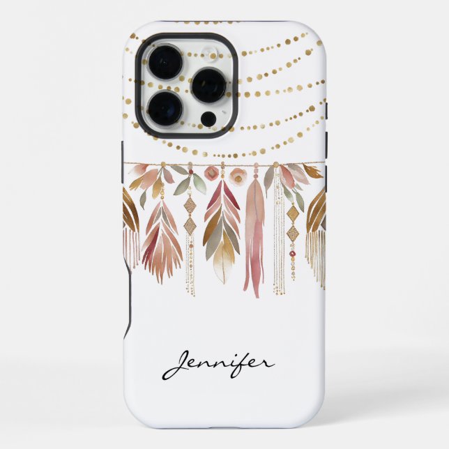Groovy Boho Indian Feather iPhone  Case (Back)