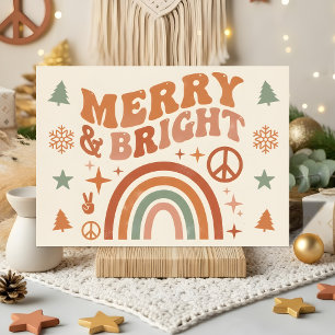 Groovy Boho Merry & Bright Christmas Holiday Card