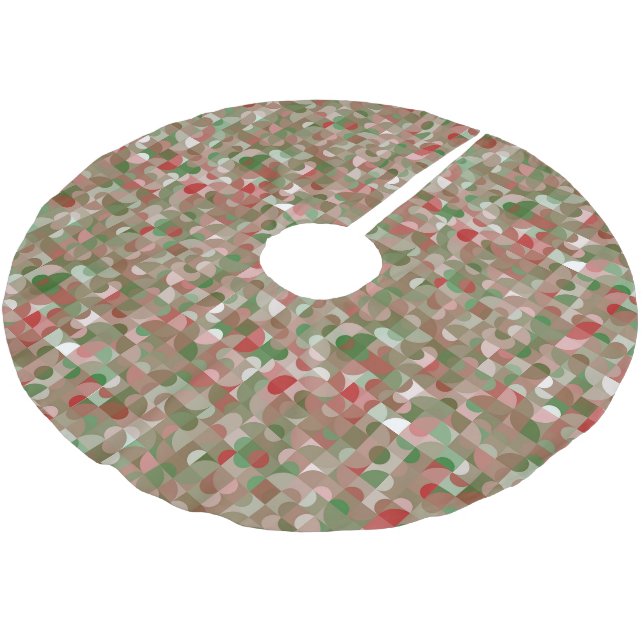 Groovy Boho Mod Retro Geometric Christmas Brushed Polyester Tree Skirt (Angled)