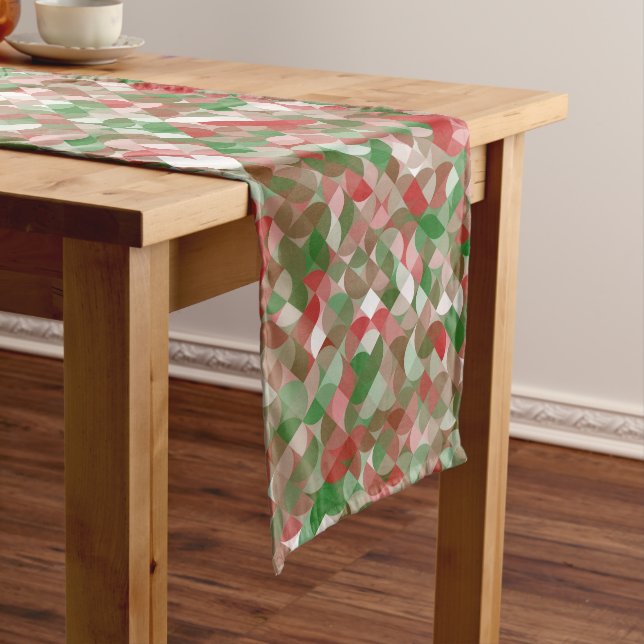 Groovy Boho Mod Retro Geometric Christmas Long Table Runner (In Situ)