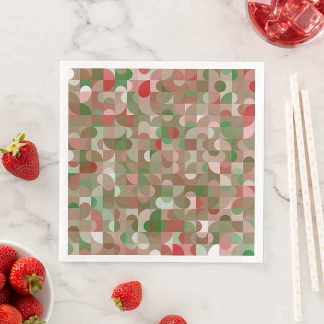 Groovy Boho Mod Retro Geometric Christmas Napkin (Insitu)