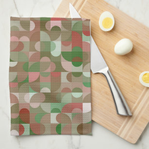Groovy Boho Mod Retro Geometric Christmas Tea Towel