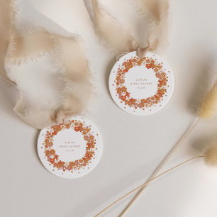 Groovy Boho Orange Floral Bridal Shower Custom Favour Tags