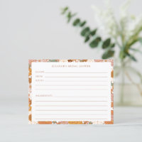 Groovy Boho Orange Wildflower Shower Recipe Card