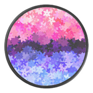 Groovy Boho Quirky Retro Floral Omnisexual Pride Hockey Puck