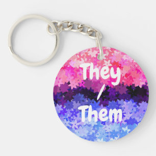 Groovy Boho Quirky Retro Floral Omnisexual Pride Key Ring