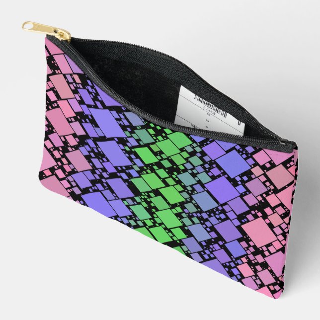 Groovy Boho Retro Mod Geometric Trigender Pride Accessory Pouch (Open)
