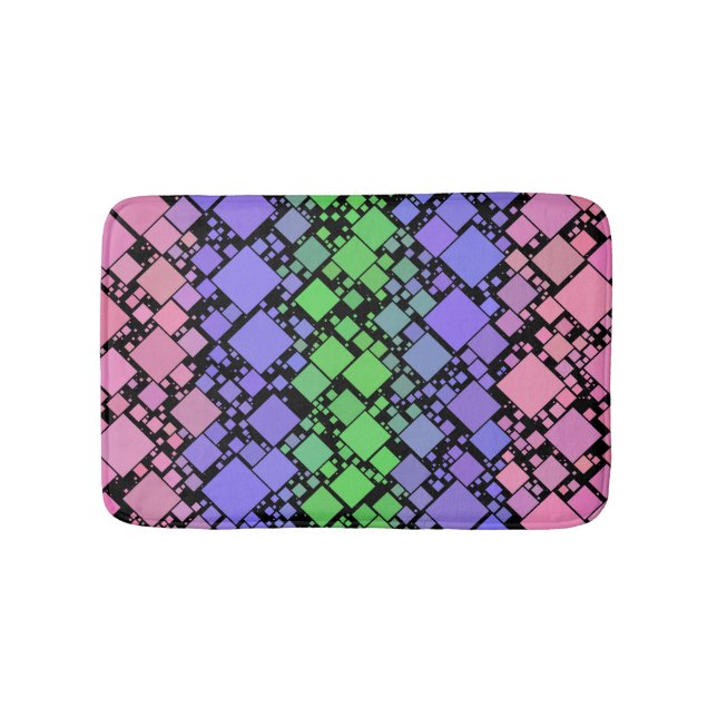 Groovy Boho Retro Mod Geometric Trigender Pride Bath Mat (Front)