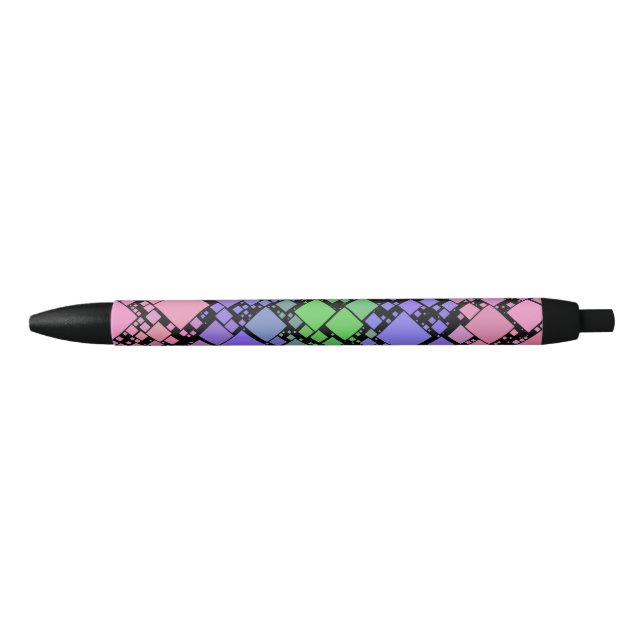 Groovy Boho Retro Mod Geometric Trigender Pride Black Ink Pen (Front)