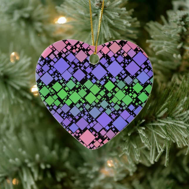 Groovy Boho Retro Mod Geometric Trigender Pride Ceramic Ornament (Tree)