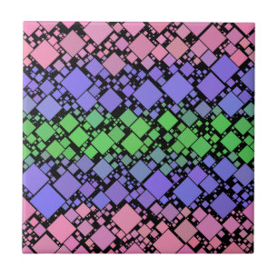 Groovy Boho Retro Mod Geometric Trigender Pride Ceramic Tile