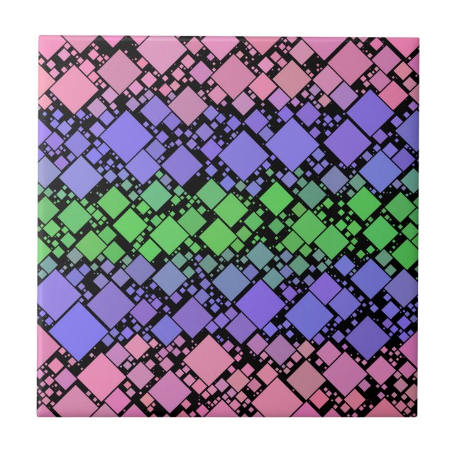 Groovy Boho Retro Mod Geometric Trigender Pride Ceramic Tile (Front)