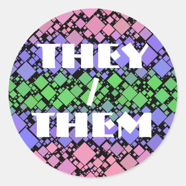 Groovy Boho Retro Mod Geometric Trigender Pride Classic Round Sticker (Front)