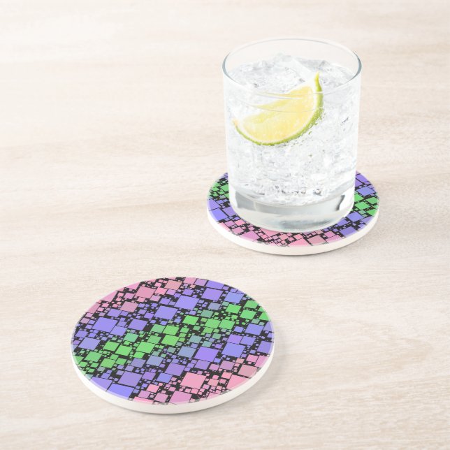 Groovy Boho Retro Mod Geometric Trigender Pride Coaster (Side)