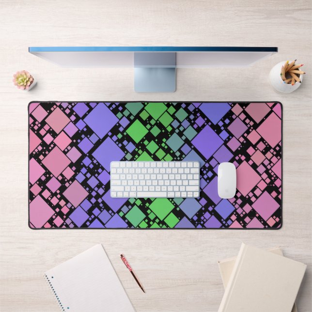 Groovy Boho Retro Mod Geometric Trigender Pride Desk Mat (Office 1)