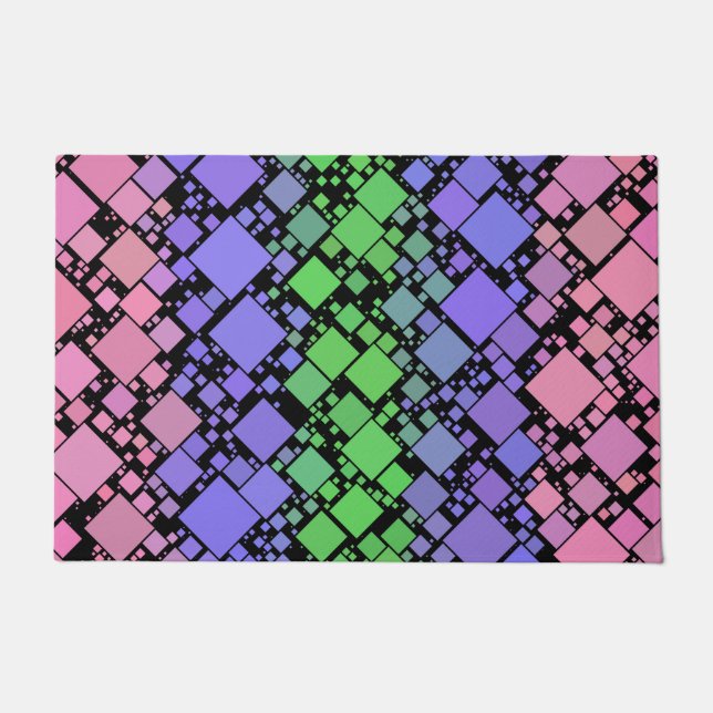 Groovy Boho Retro Mod Geometric Trigender Pride Doormat (Front)
