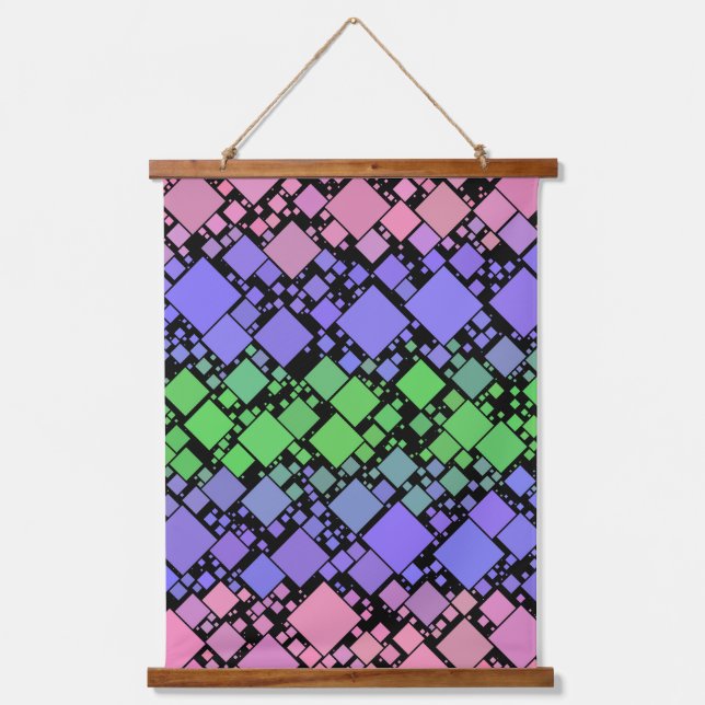 Groovy Boho Retro Mod Geometric Trigender Pride Hanging Tapestry (Front)