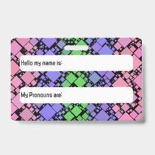 Groovy Boho Retro Mod Geometric Trigender Pride ID Badge