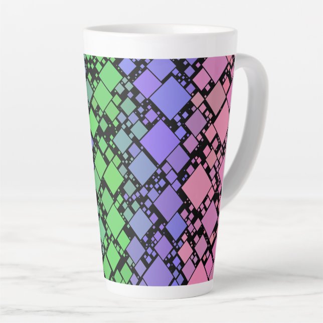 Groovy Boho Retro Mod Geometric Trigender Pride Latte Mug (Right Angle)