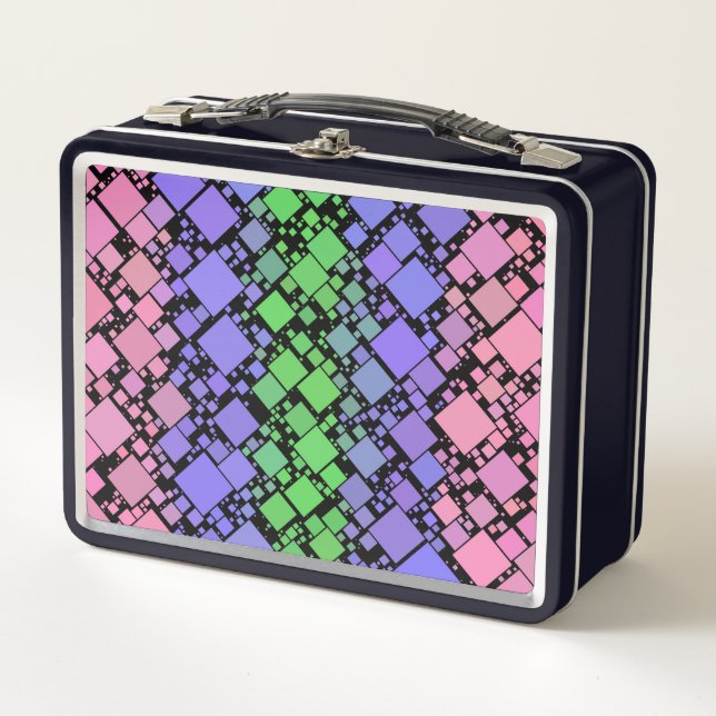 Groovy Boho Retro Mod Geometric Trigender Pride Metal Lunch Box (Front)