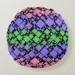Groovy Boho Retro Mod Geometric Trigender Pride Round Cushion