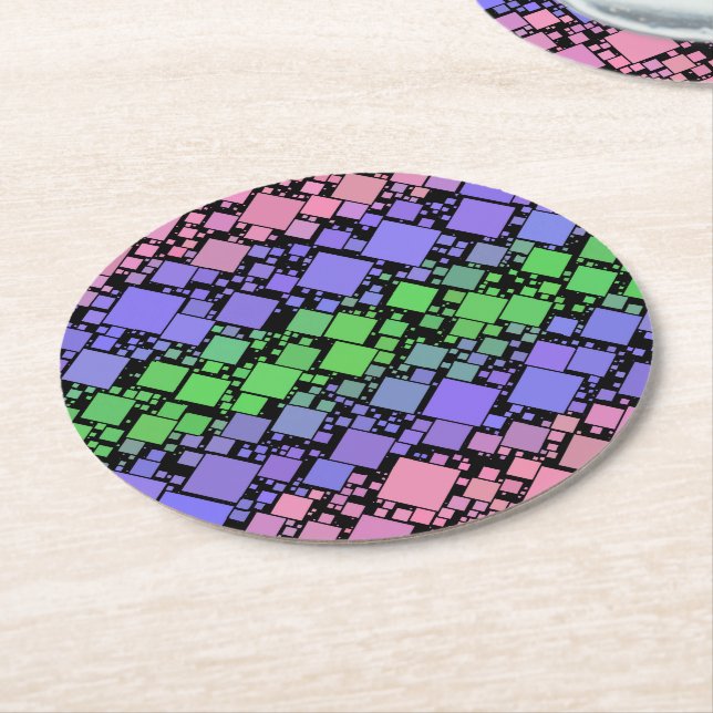 Groovy Boho Retro Mod Geometric Trigender Pride Round Paper Coaster (Angled)