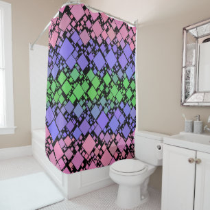 Groovy Boho Retro Mod Geometric Trigender Pride Shower Curtain