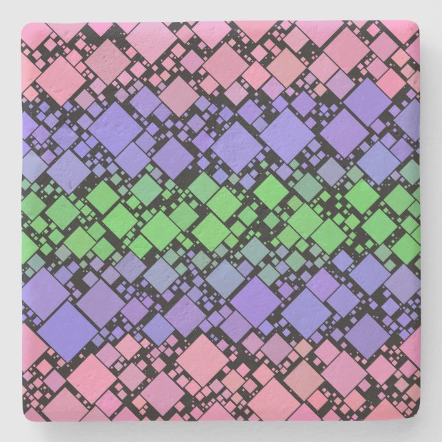 Groovy Boho Retro Mod Geometric Trigender Pride Stone Coaster (Front)