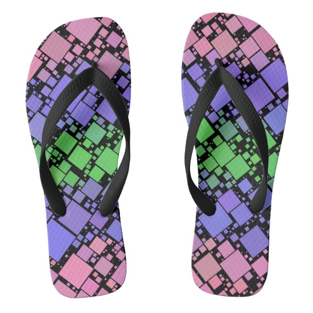Groovy Boho Retro Mod Geometric Trigender Pride Thongs (Footbed)