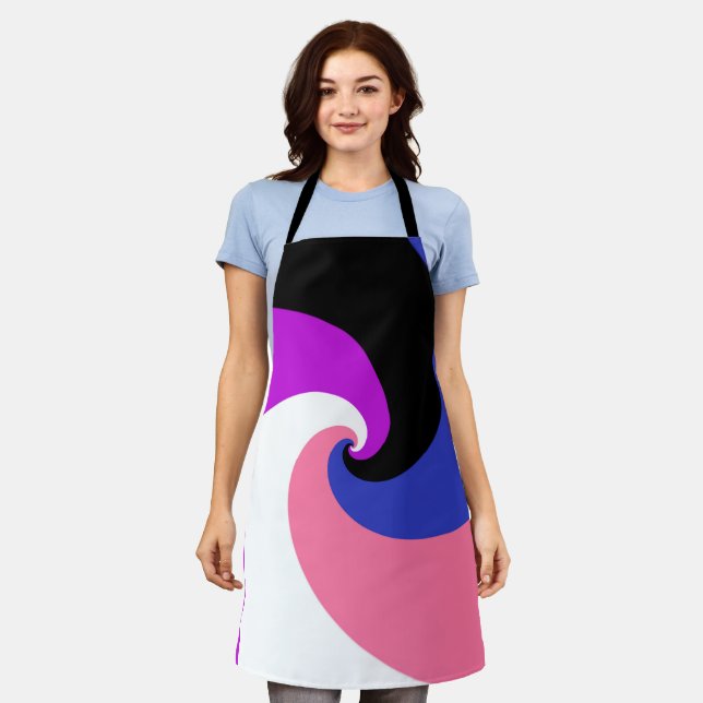 Groovy Boho Spiral Abstract Genderfluid Pride Flag Apron (Worn)