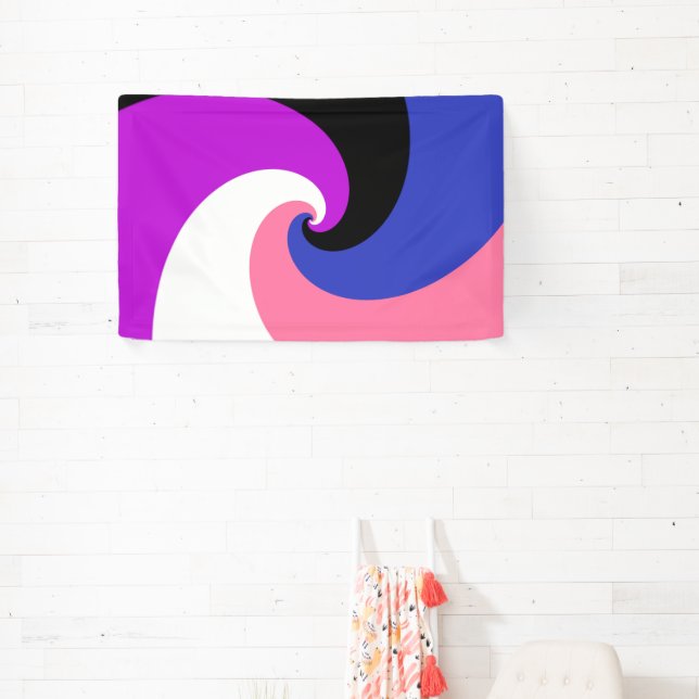 Groovy Boho Spiral Abstract Genderfluid Pride Flag Banner (Insitu)