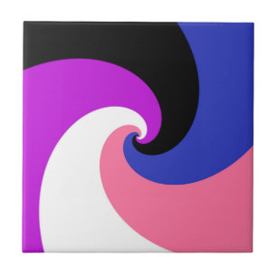 Groovy Boho Spiral Abstract Genderfluid Pride Flag Ceramic Tile