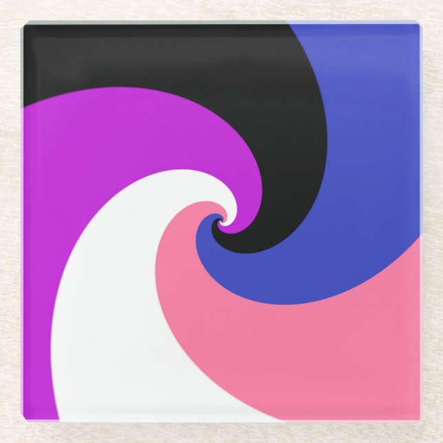 Groovy Boho Spiral Abstract Genderfluid Pride Flag Glass Coaster (Front)