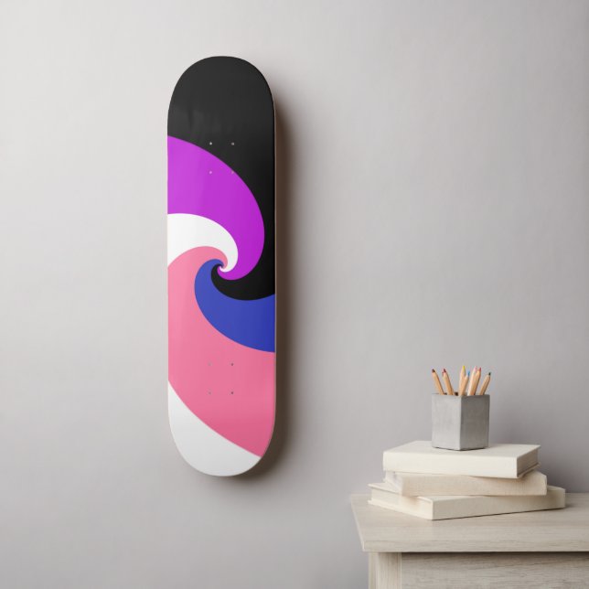 Groovy Boho Spiral Abstract Genderfluid Pride Flag Skateboard (Wall Art)