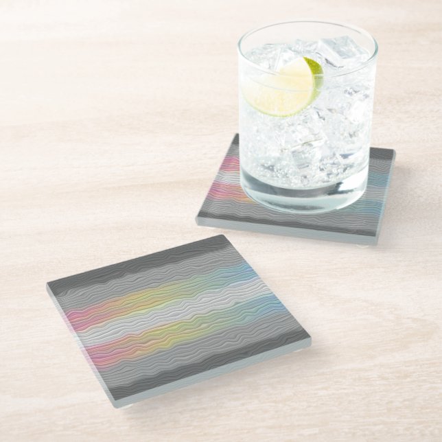 Groovy Boho Trippy Abstract Demifluid Pride Flag Glass Coaster (Angled)