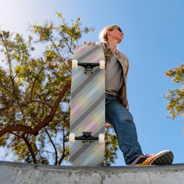 Groovy Boho Trippy Abstract Demifluid Pride Flag Skateboard (Outdoor 1)