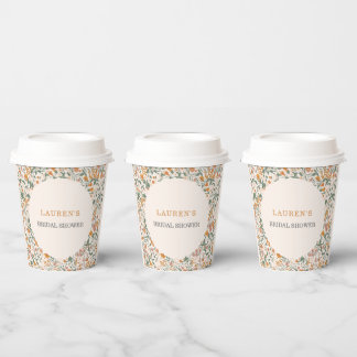 Groovy Boho Wildflowers Bridal Shower Paper Cups