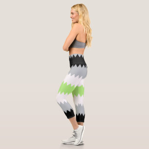Groovy Boho ZigZag Abstract Agender Pride Flag Capri Leggings